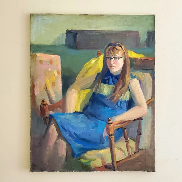 "The Redhead" Original VTG Oil on Canvas Portrait